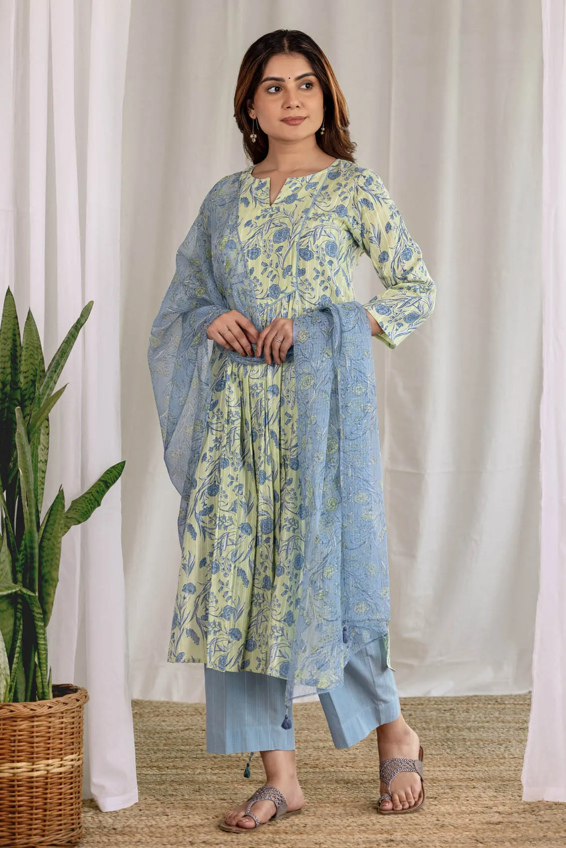 Blue Carnations  Kurta