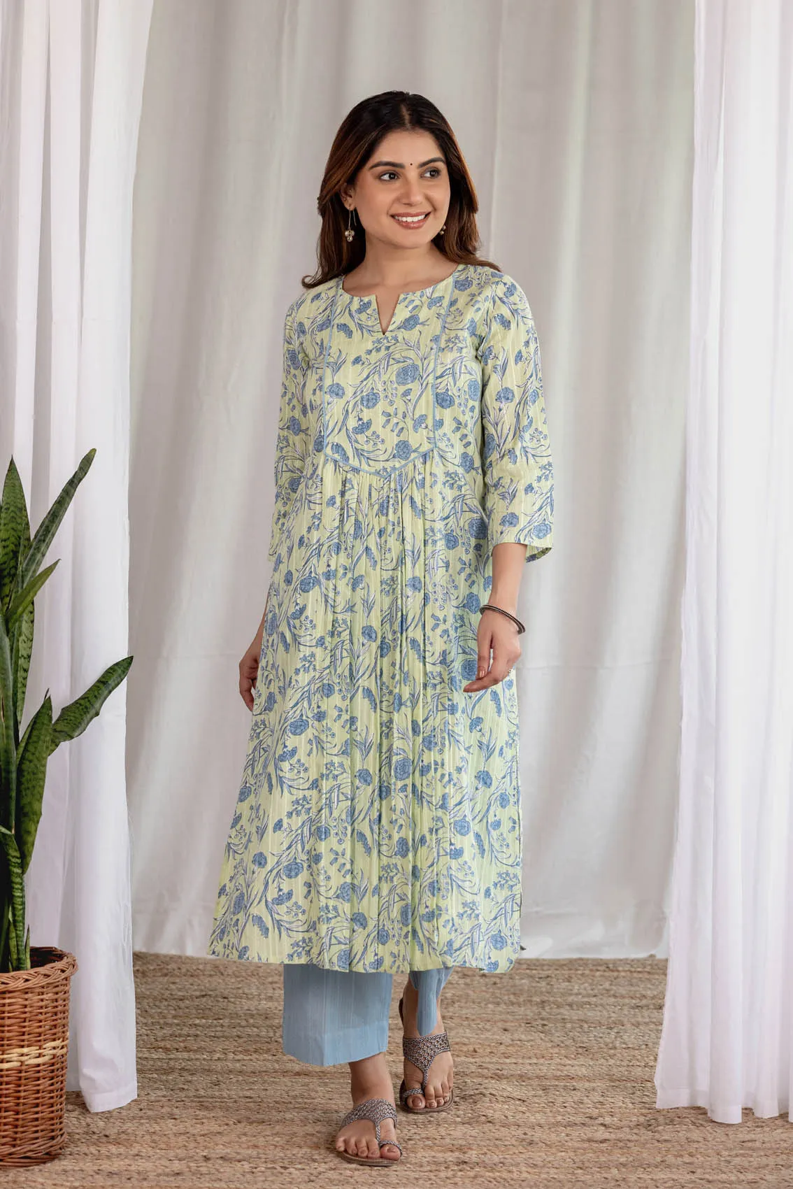 Blue Carnations  Kurta
