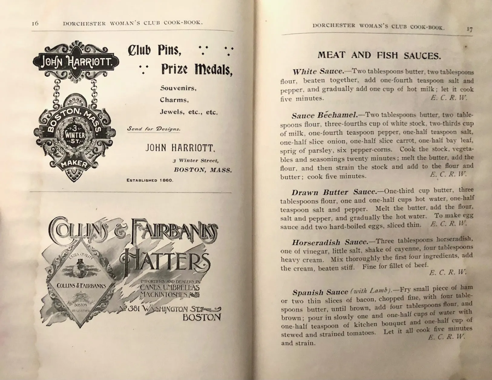(Boston) Ella Whiton, ed. Dorchester Woman's Club Cook-Book.