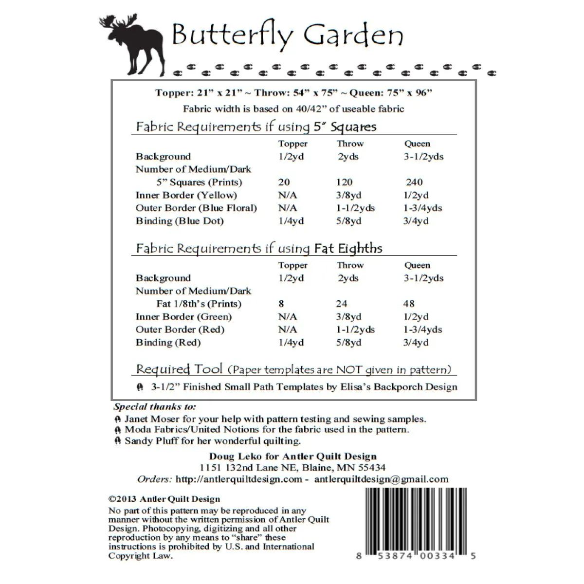 BUTTERFLY GARDEN - Antler Quilt Design's Quilt Pattern