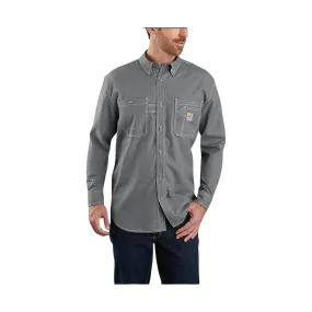 Carhartt Men's Flame Resistant Force Loose Fit Lightweight Long Sleeve Button Front Shirt - Gray