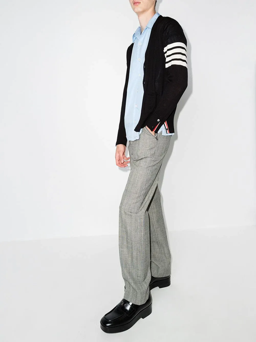 Classic V-Neck Cardigan With 4 Bar
