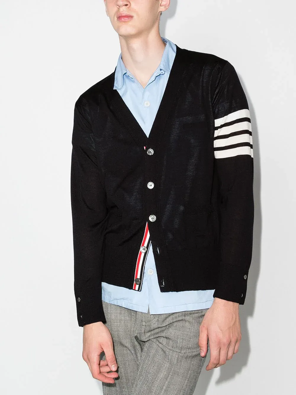 Classic V-Neck Cardigan With 4 Bar