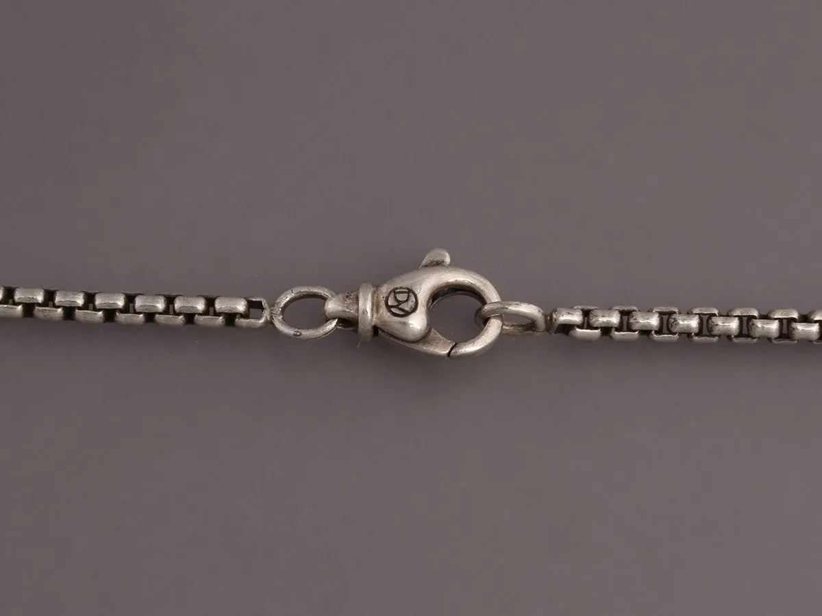 David Yurman Sterling Silver and Black Diamond Dog Tag Pendant Necklace