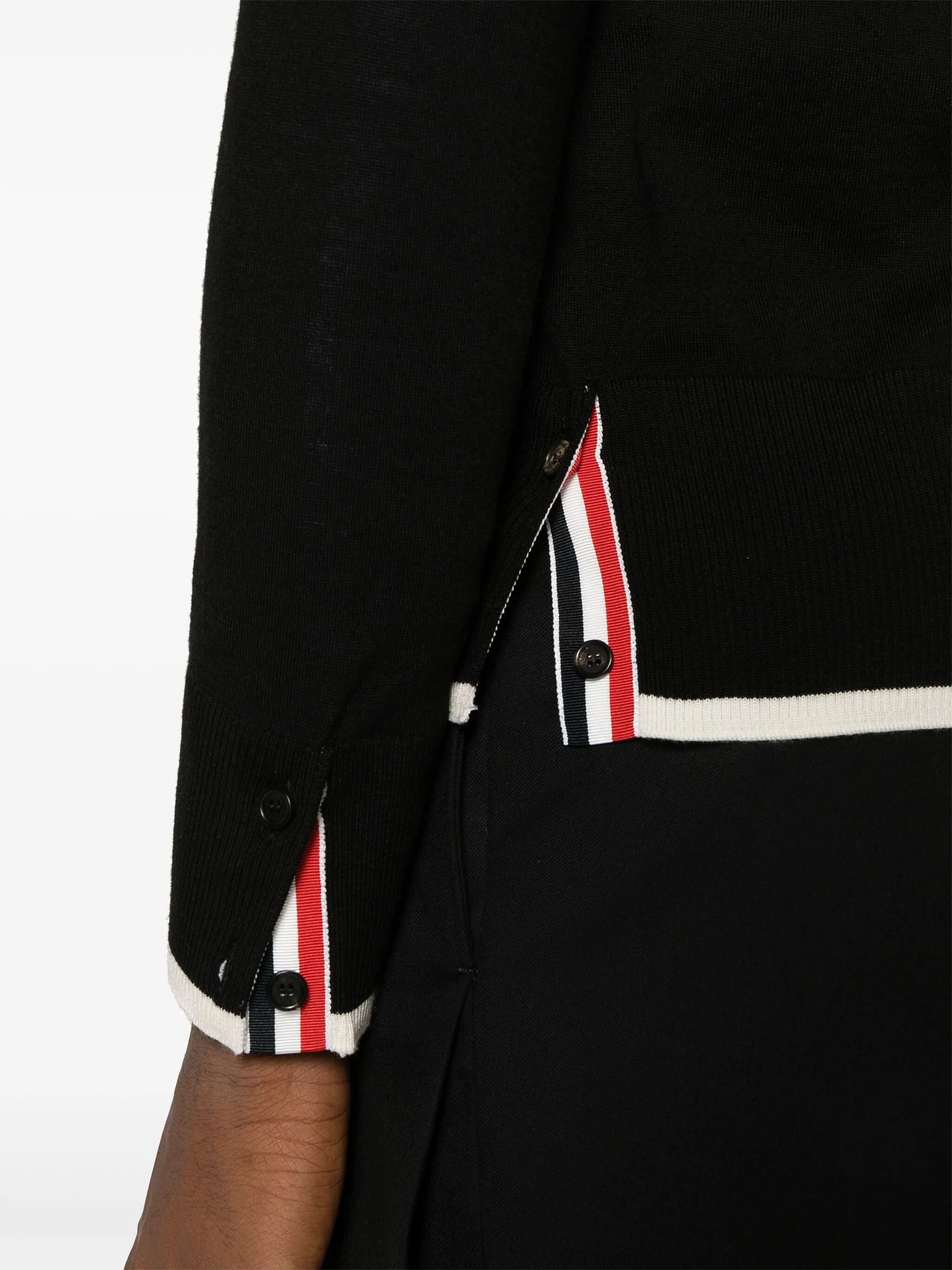 Fine Merino Wool 4-Bar Relaxed Fit Cardigan