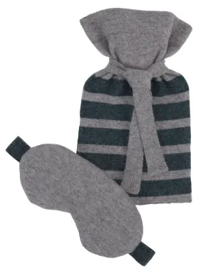 Flannel Grey Cashmere Mini Hot Water Bottle & Eyemask Gift Set