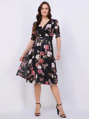 Floral Print Midi Dress With Pockets