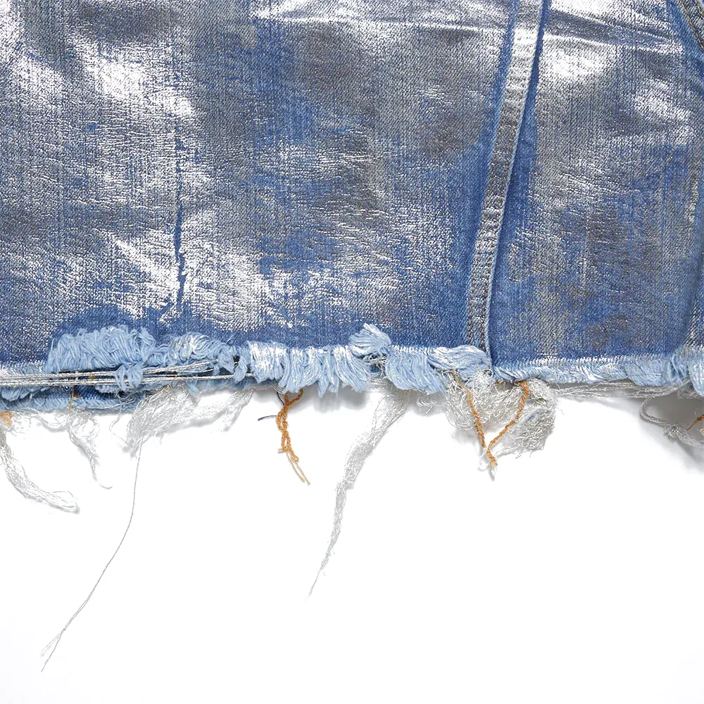 Foil Denim Cut Off Jacket
