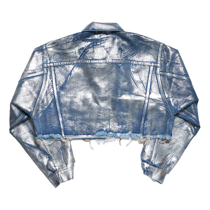 Foil Denim Cut Off Jacket