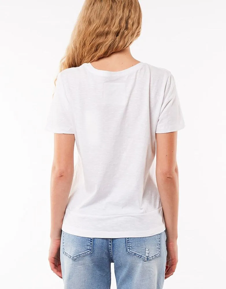 Foxwood Knot Front Crop Tee White