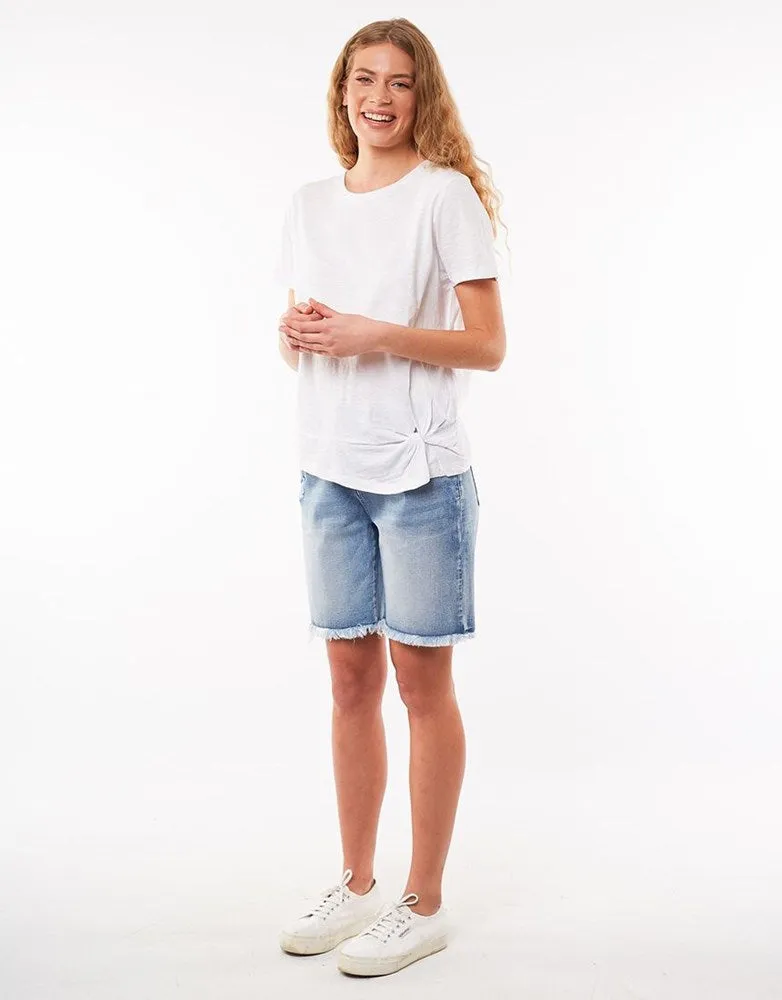 Foxwood Knot Front Crop Tee White