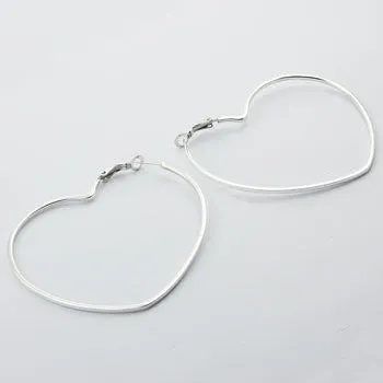 Heart Shape Sterling Silver Hoops