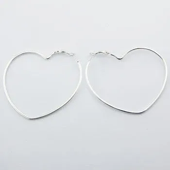 Heart Shape Sterling Silver Hoops