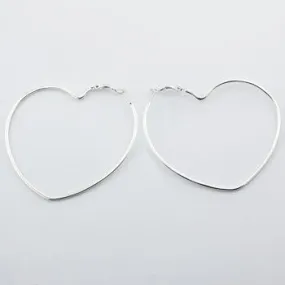 Heart Shape Sterling Silver Hoops