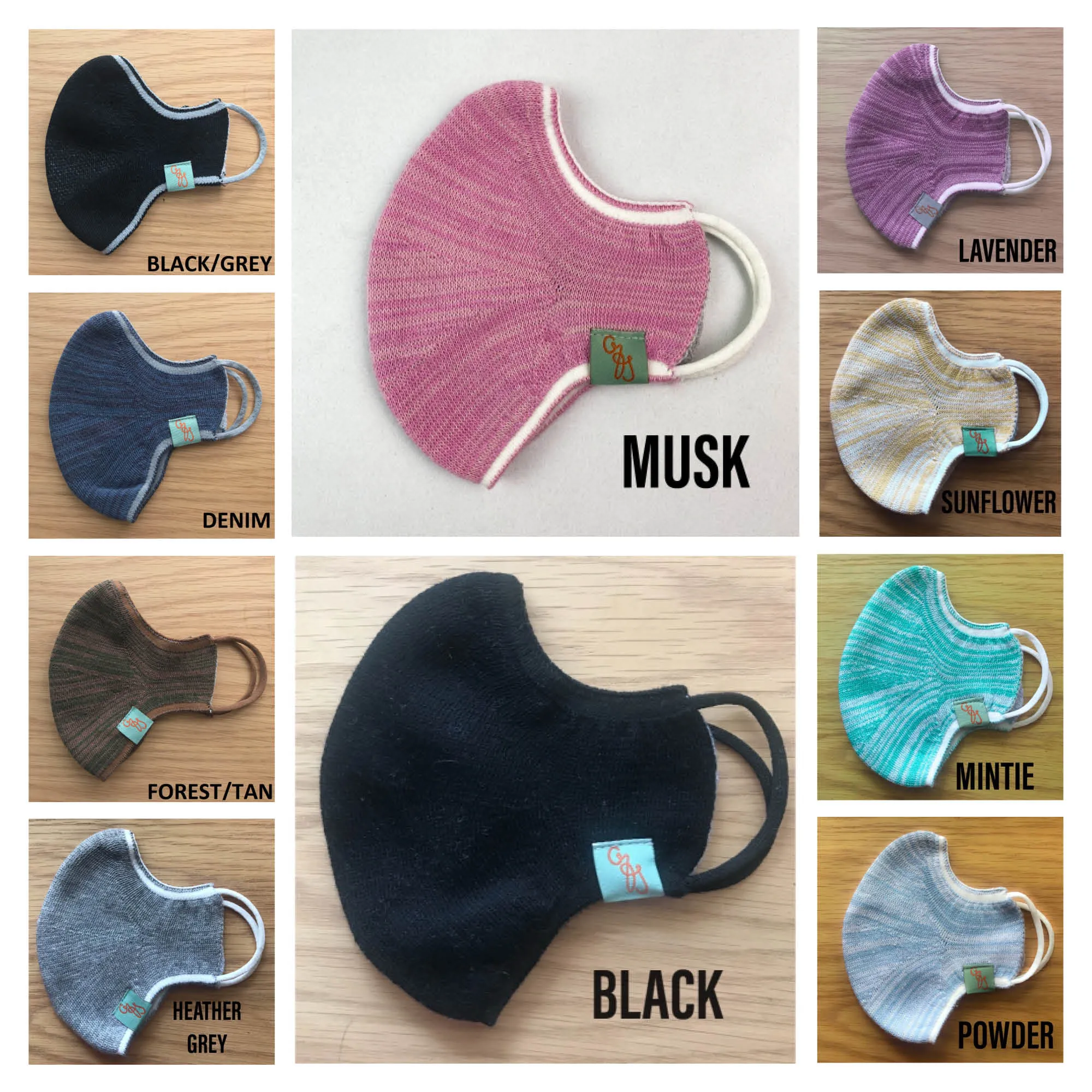 KNITTED FACE MASKS - ASSORTED 4 PACK - REUSABLE