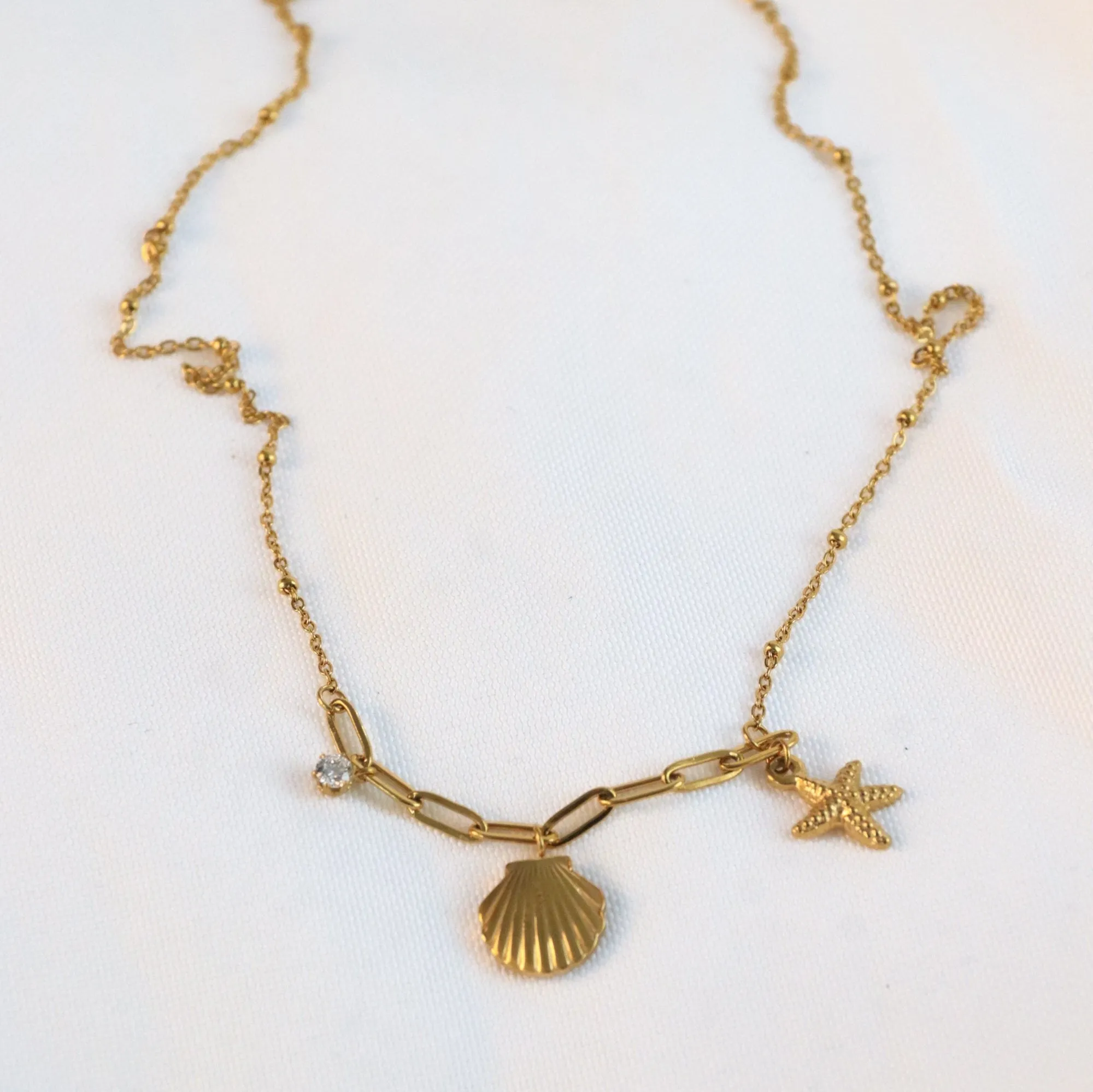 Kyra - Gold Shell Charm Necklace