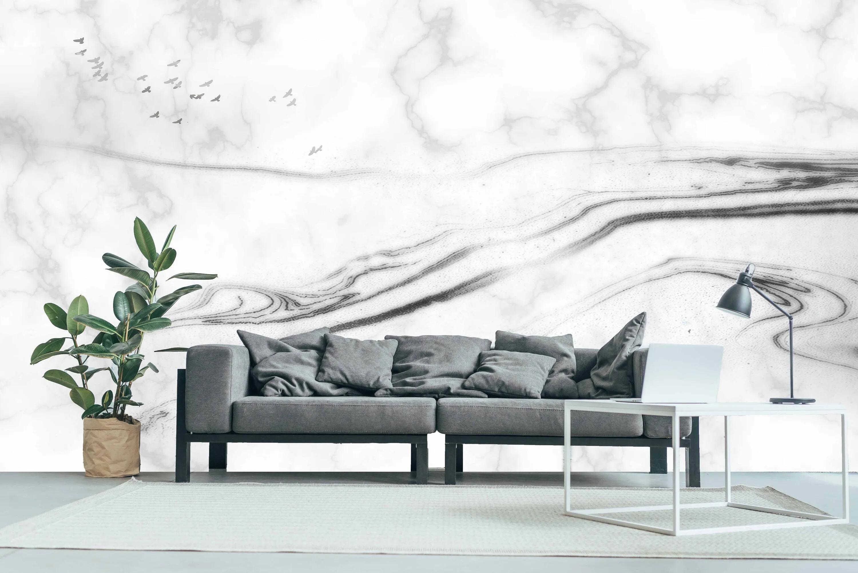 Large marble self adhesive wallpaper, abstract peel and stick wall mural, modern removable canvas wallpaper mural, accentual gray wall decal