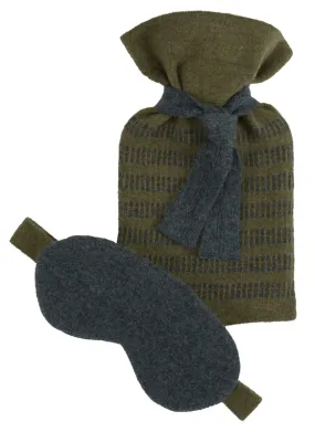 Loden Cashmere Mini Hot Water Bottle & Eyemask Gift Set
