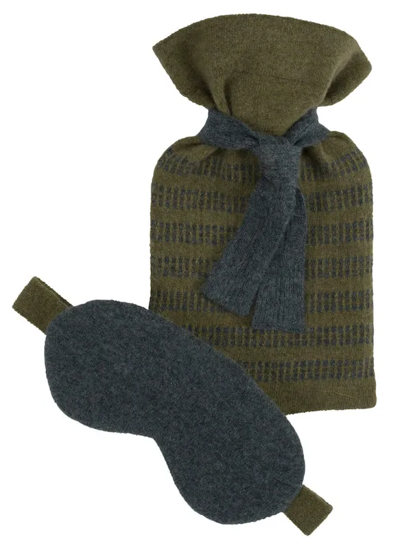 Loden Cashmere Mini Hot Water Bottle & Eyemask Gift Set
