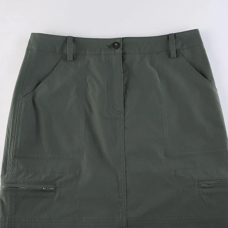 long retro slit skirt - women's A-line gray skirt