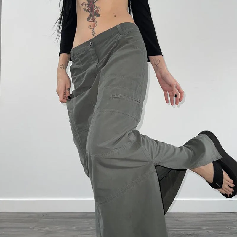 long retro slit skirt - women's A-line gray skirt
