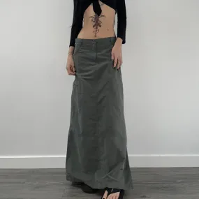 long retro slit skirt - women's A-line gray skirt