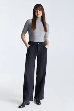 Lulu Wide Leg Pant - Black Vintage L30