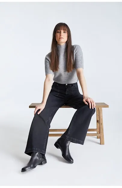 Lulu Wide Leg Pant - Black Vintage L30
