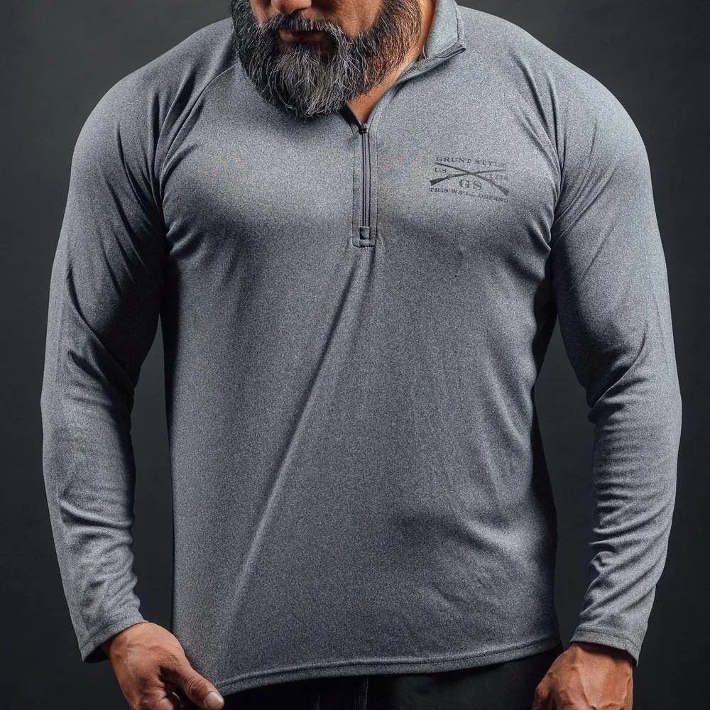 Men's 1/4 Zip Pullover - Heather Gray