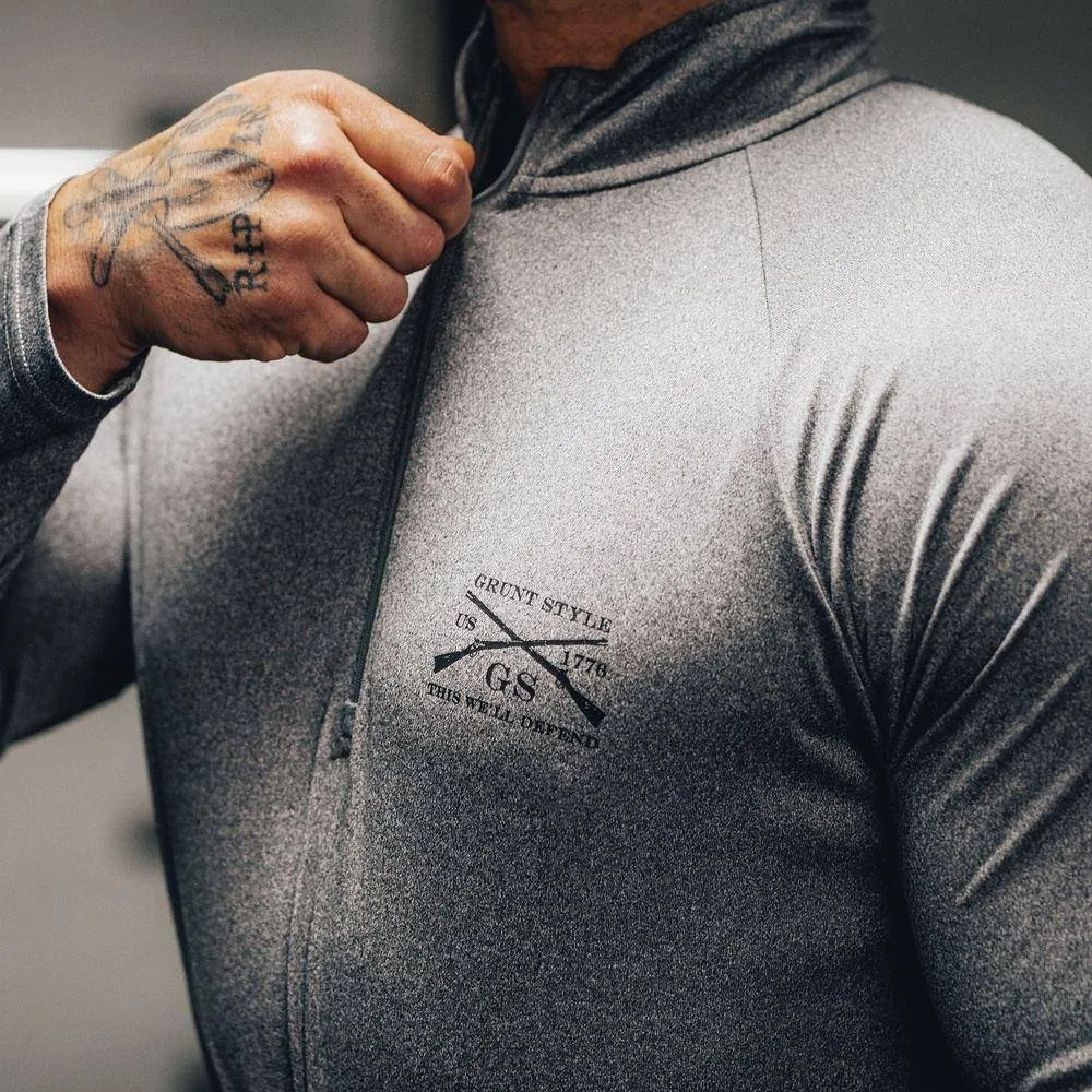 Men's 1/4 Zip Pullover - Heather Gray