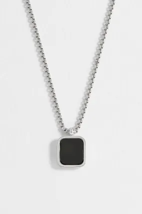 Mens Square Gemstone Pendant Necklace