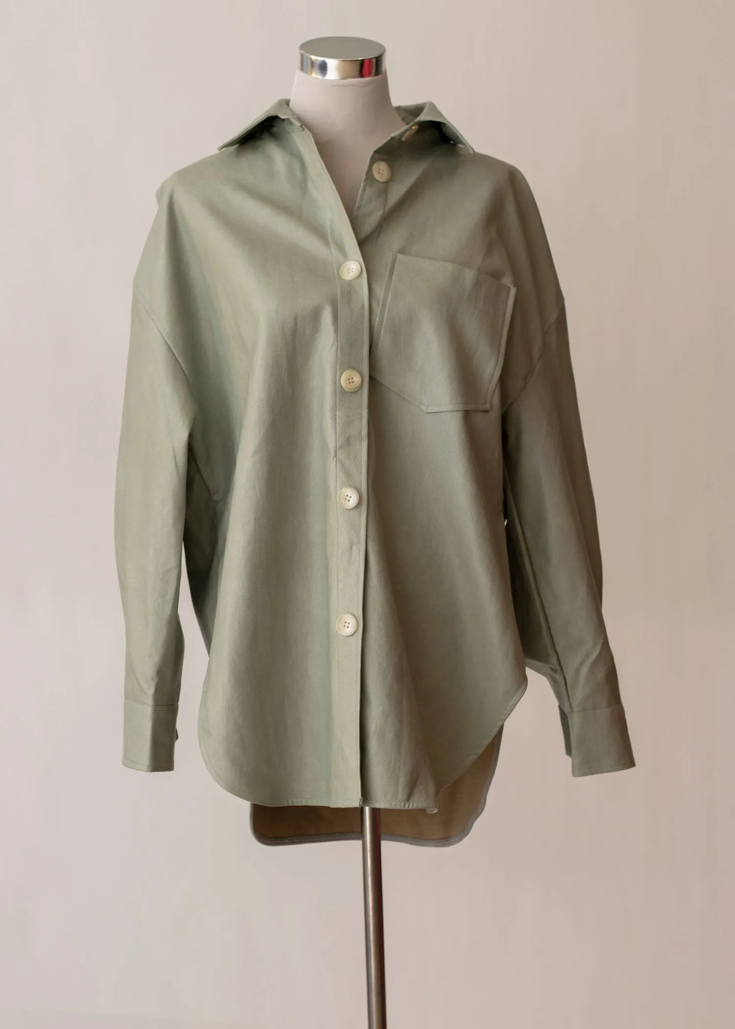 Mint Green Vegan Leather Shirt