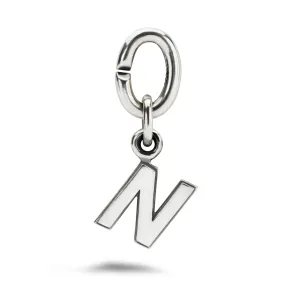 N, Silver Link Charm
