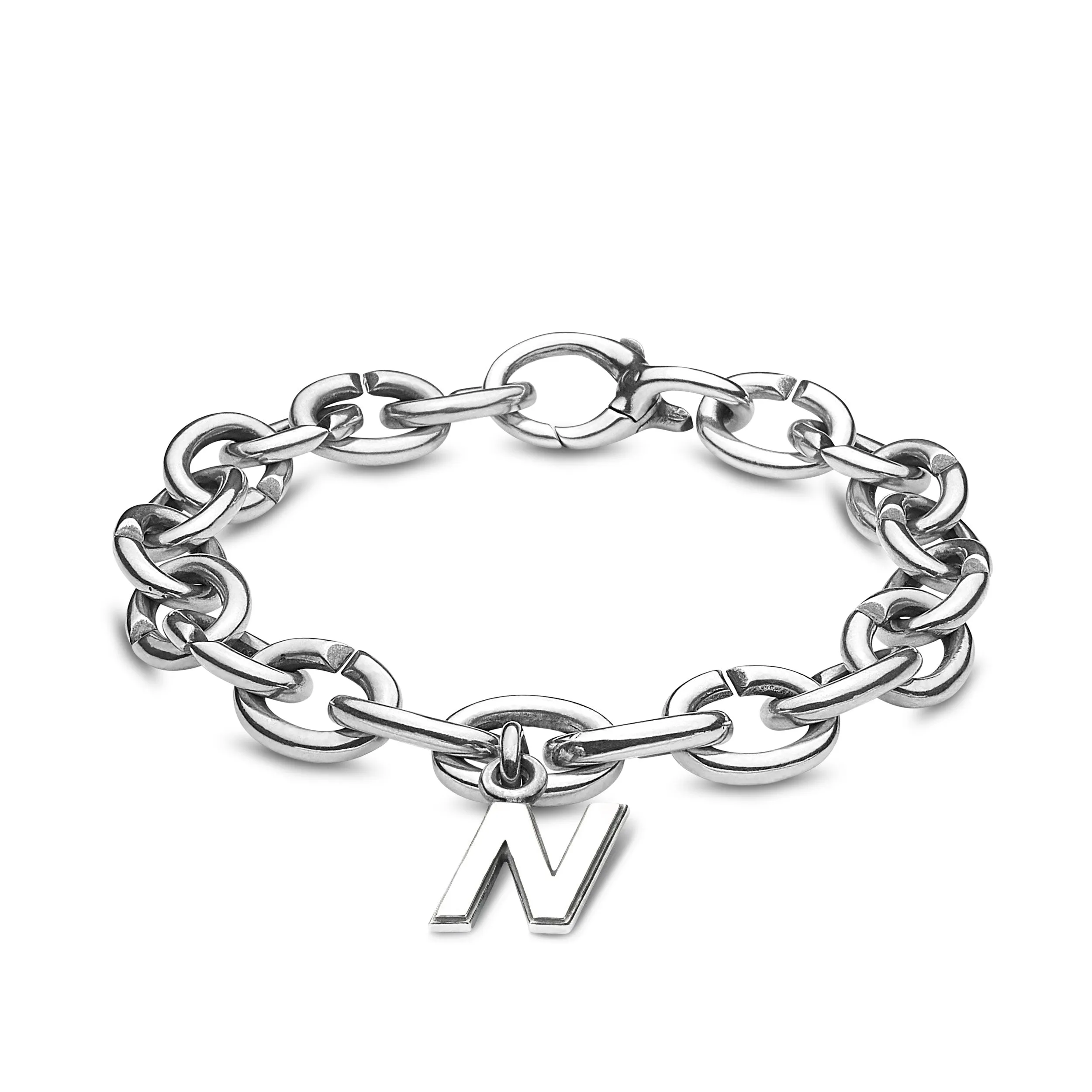 N, Silver Link Charm