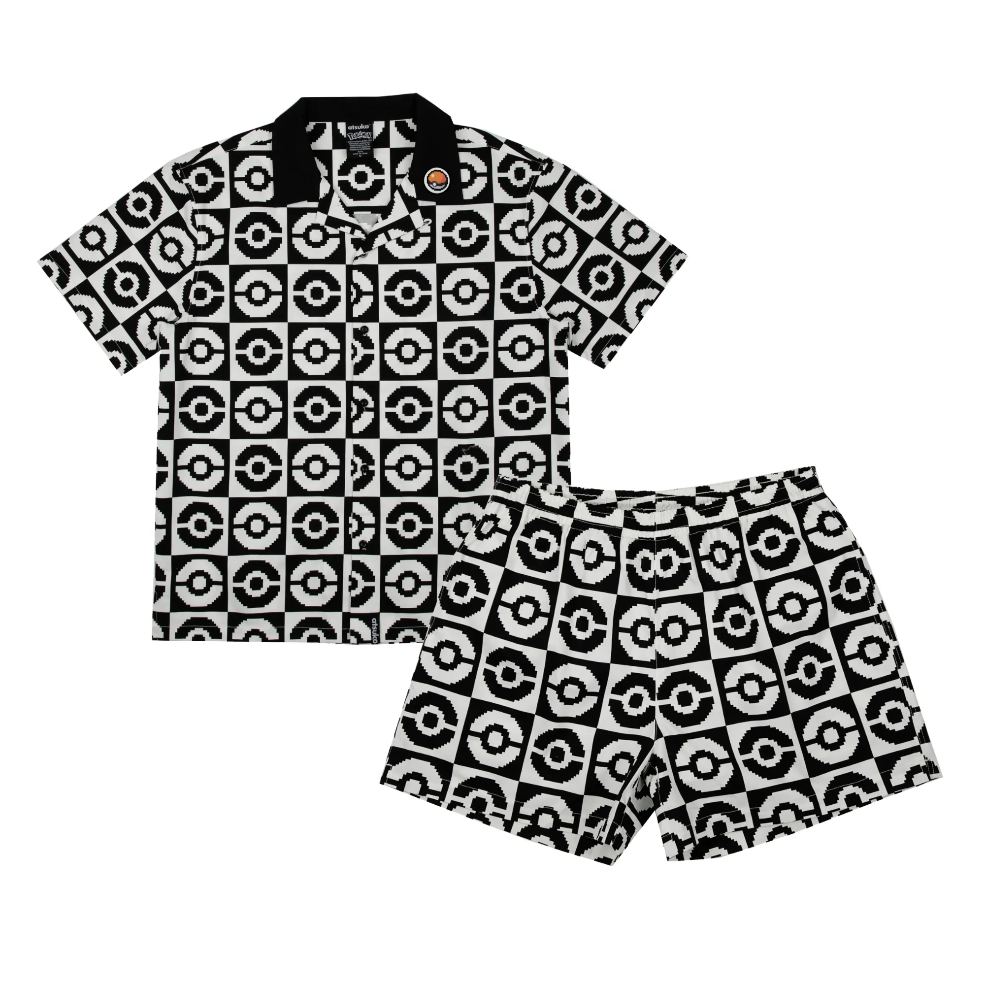 Poké Ball Allover Black & White Button-Down Set
