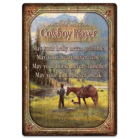 "Cowboy Prayer" Humorous Western Tin Sign