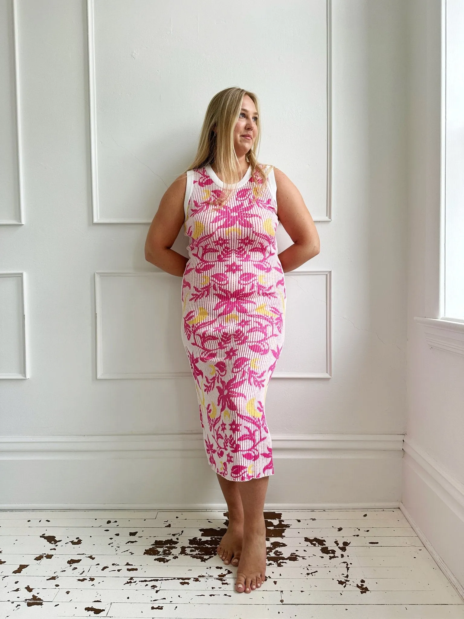 Ribbed Summer Print Dress
