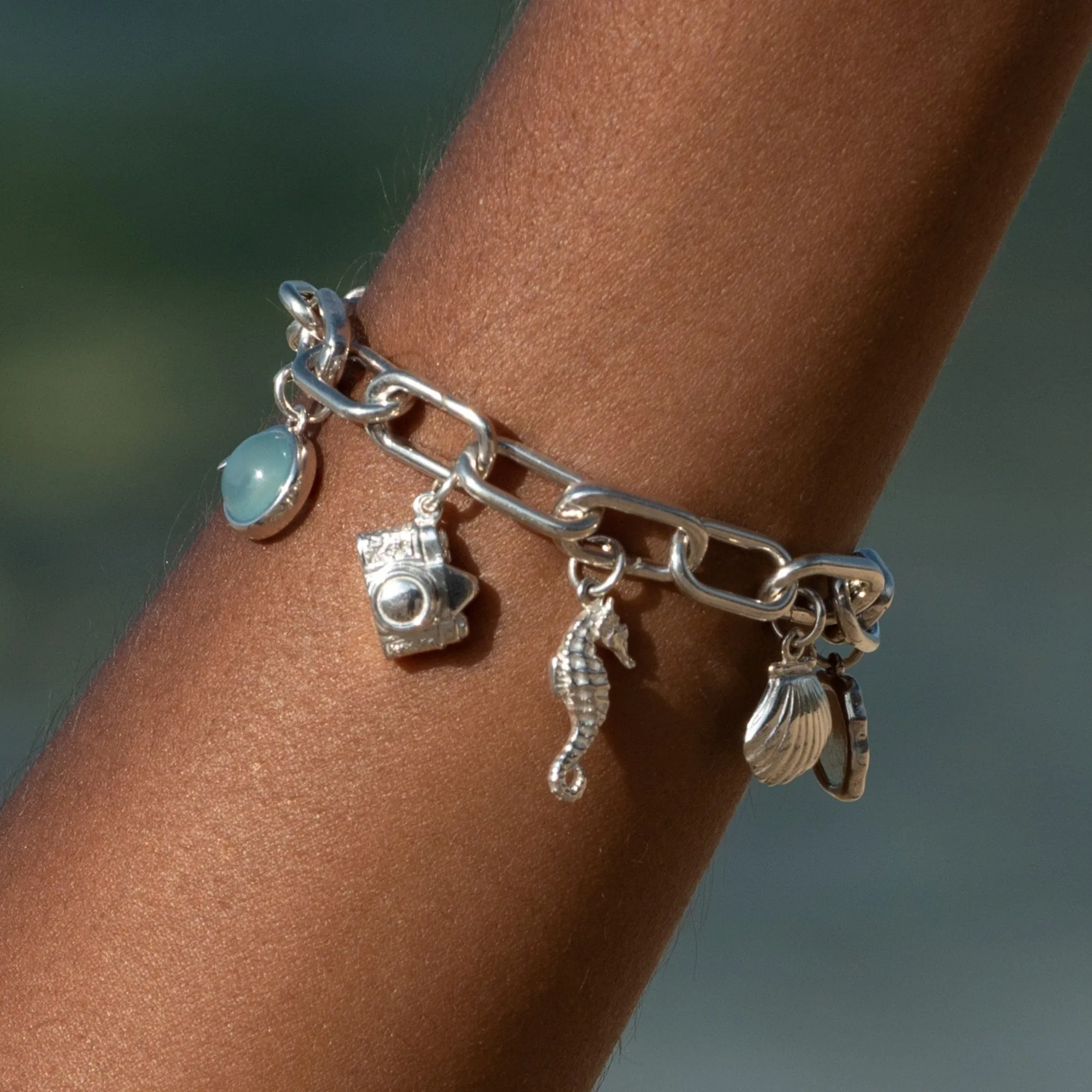 Silver Blue Agate Healing Stone Charm (Confidence)