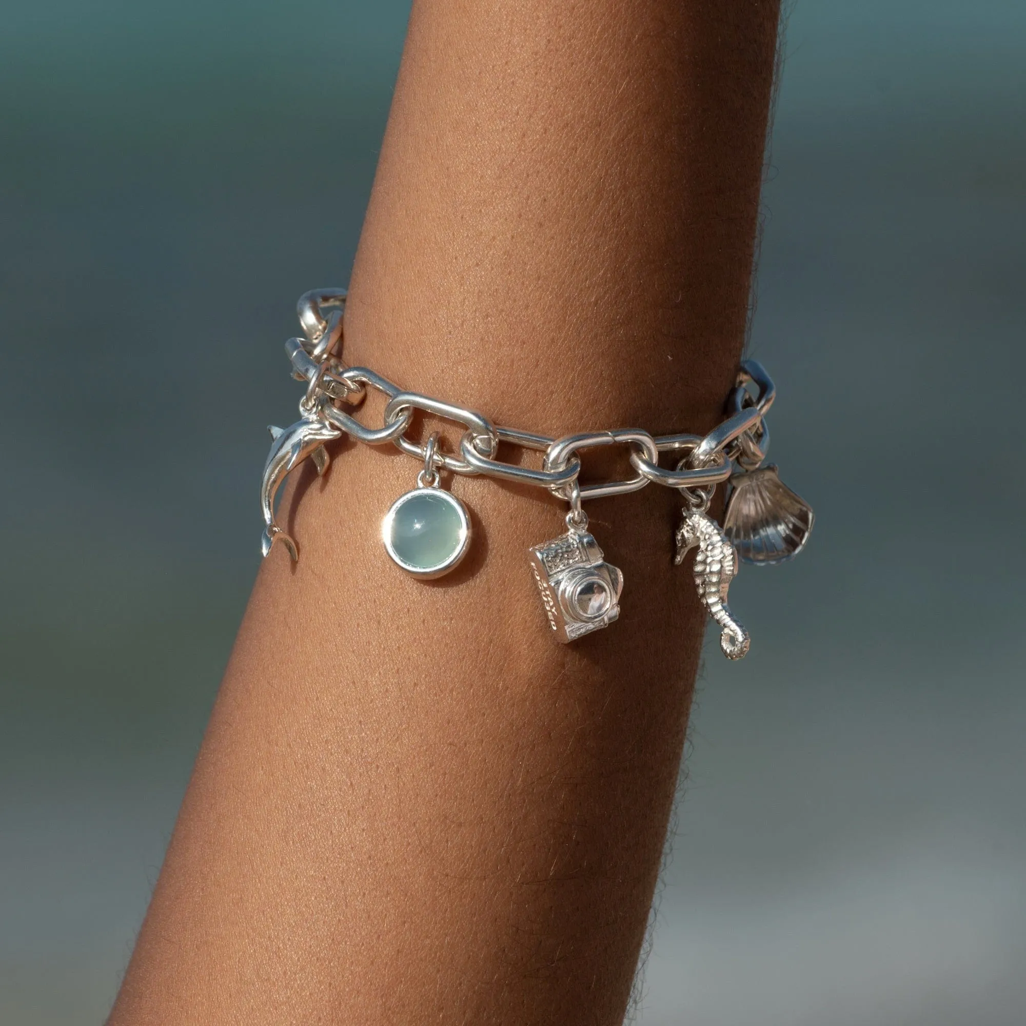 Silver Blue Agate Healing Stone Charm (Confidence)