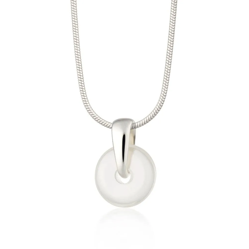 Silver Clear Spinning Disc Necklace