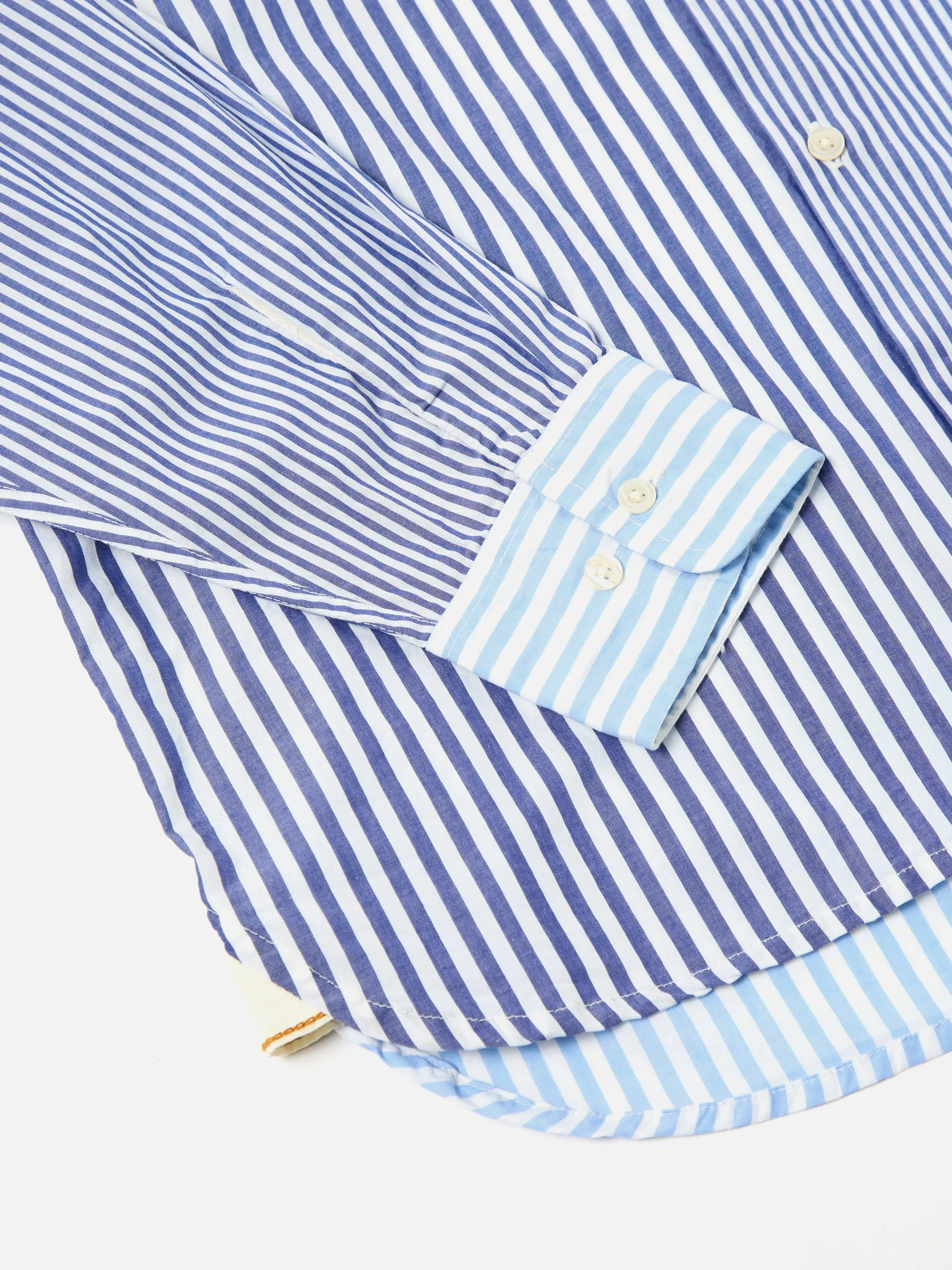 Universal Works Square Pocket Shirt in Blue Classic Stripes