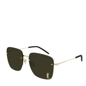 YSL SL312M Logo Lens Frameless Aviator, Mirror Gold